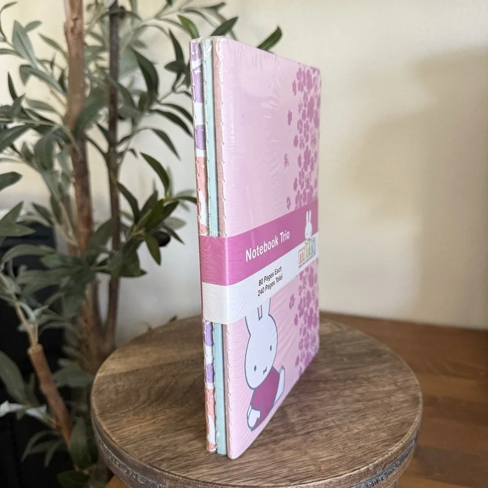 NEW Miffy Pink Green Floral Notebooks Trio 3 Pack Journals‎ 80 Lined Pages Each